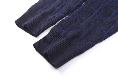 Dior Oblique Sweater "Navy Blue Cotton-Blend Jersey"