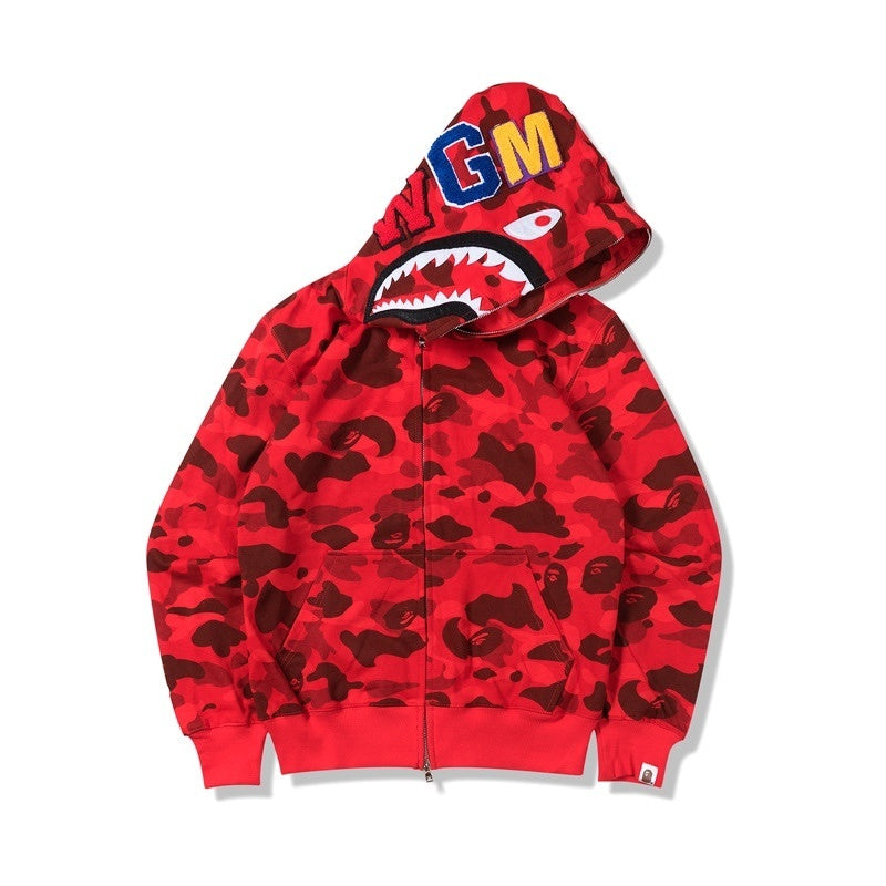 BAPE Colour Camo Shark Full Zip Hoodie "Red"