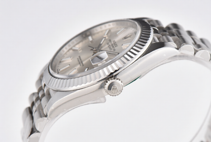 Rolex Date Just 41mm Jubilee Bracelet Silver Stick Dial