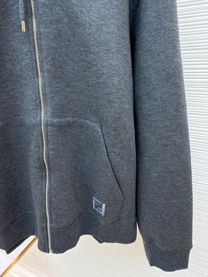 Fendi Cotton Hooded Sweatshirt "Dark Gray"