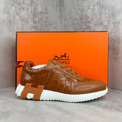 Hermes Bouncing Sneakers "Brown Crocodile Pattern"