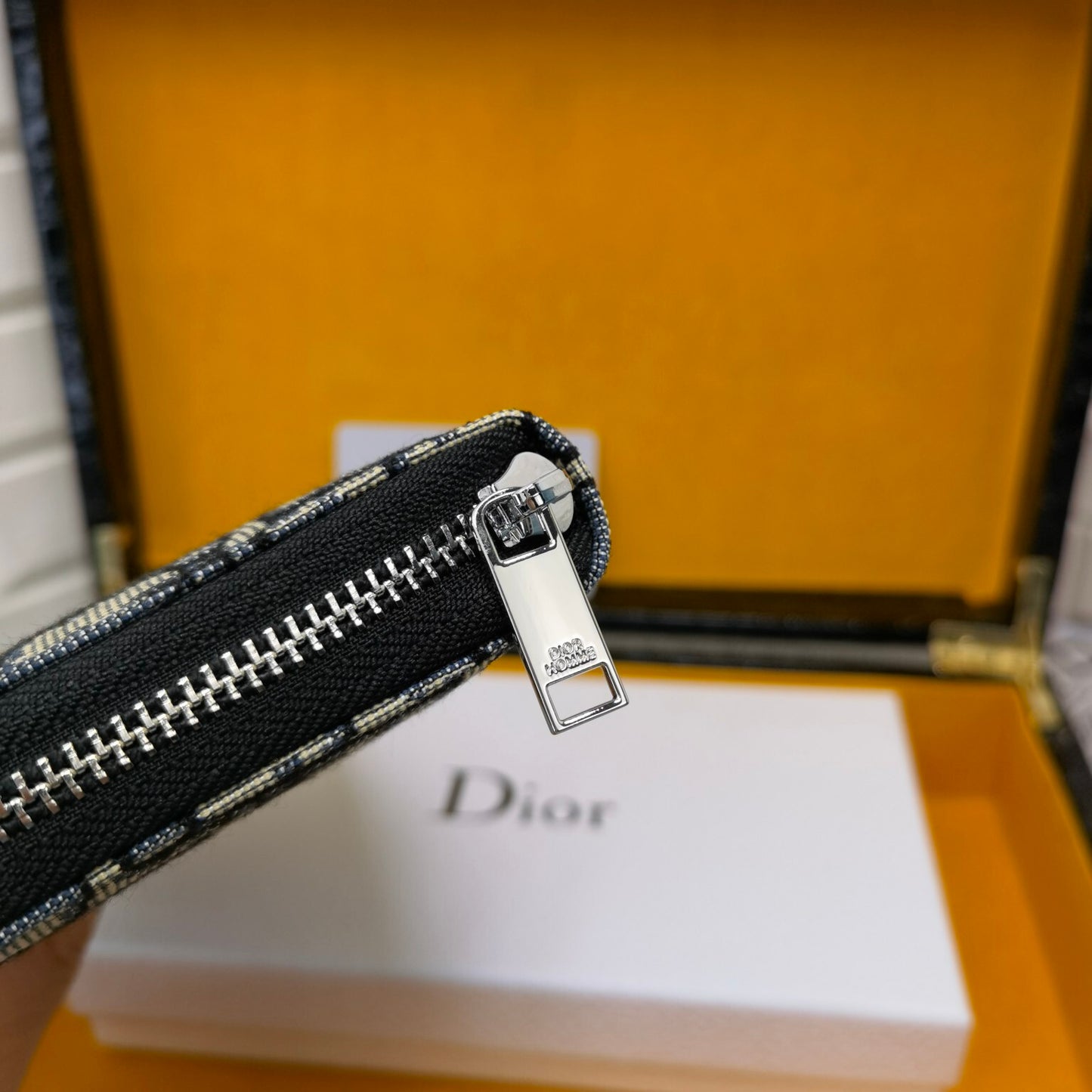 Dior Long Zipped Wallet Beige and Black Dior Oblique Jacquard