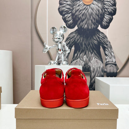 Christian Louboutin Louis Junior Spikes Orlato Veau Velours "Red"