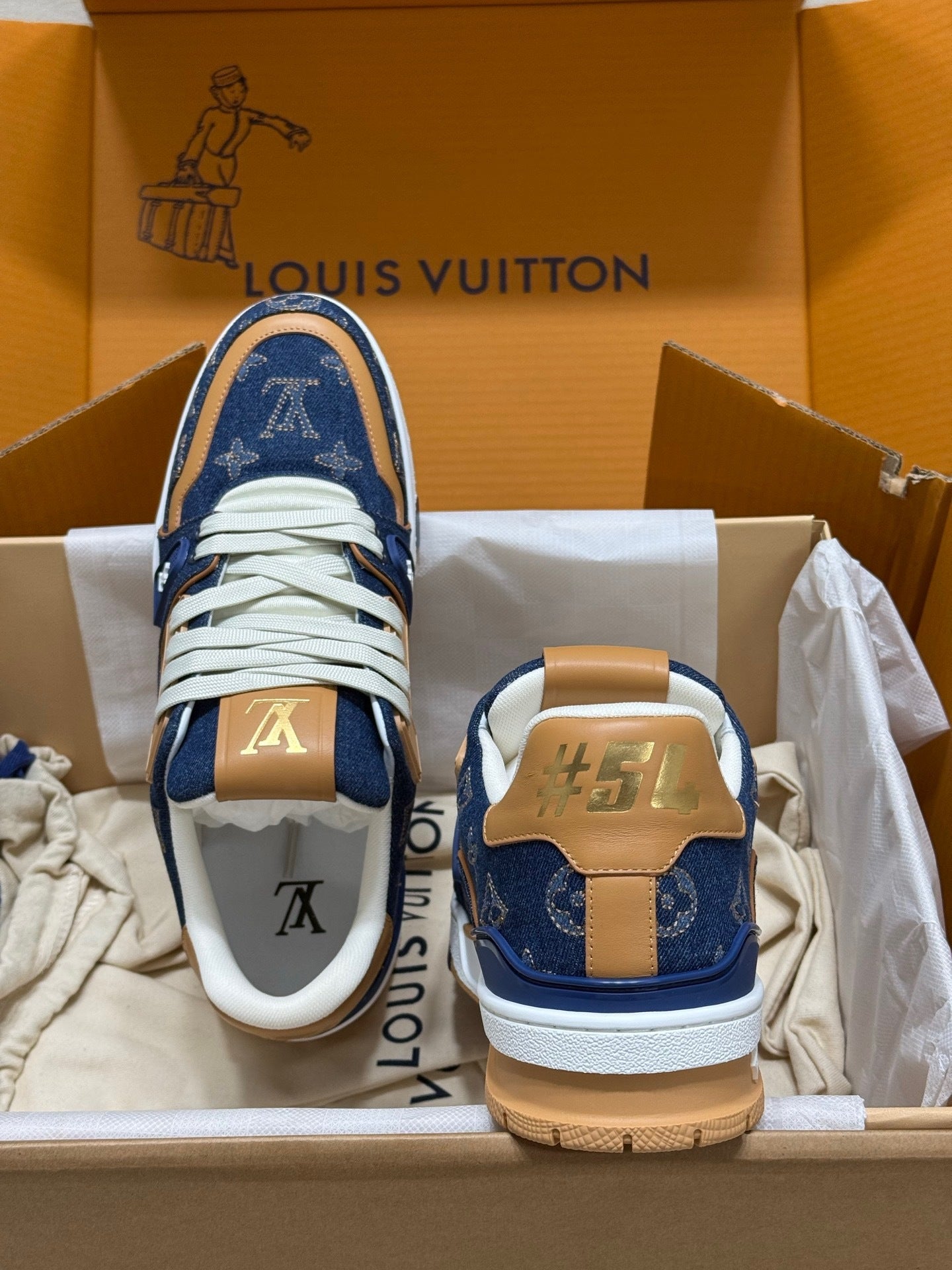 Louis Vuitton LV Trainers "Blue Denim-Brown"