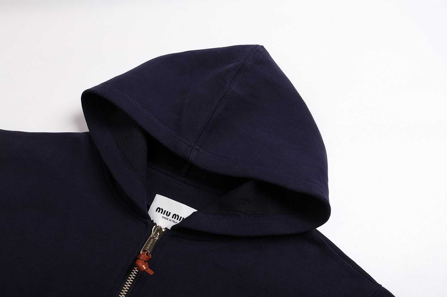 Miu Miu Jersey Zip-up Hoodie "Navy"