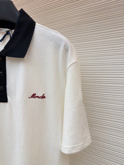 Moncler Embroidered Logo Piquet Polo T-Shirt "White"