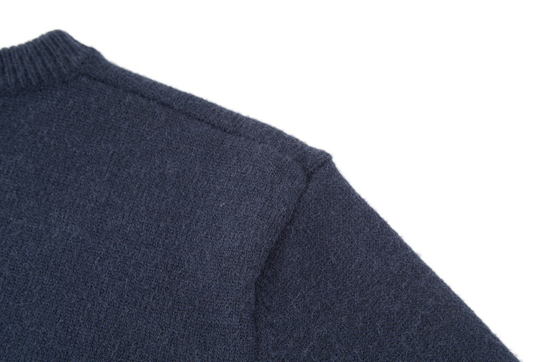 Gucci Wool Sweater with Gucci Intarsia "Dark Blue"