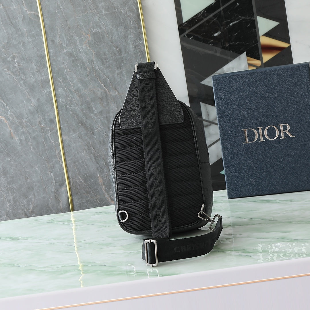 Dior Rider Sling Bag "Black Dior Oblique Jacquard and Black Grained Calfskin"