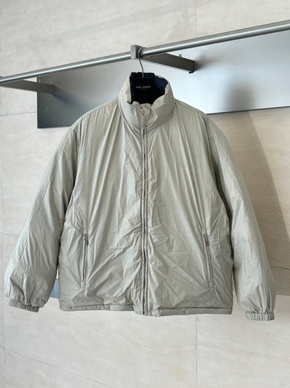 Miu Miu Reversible Technical Pongé Down Jacket "Beige/Blue"