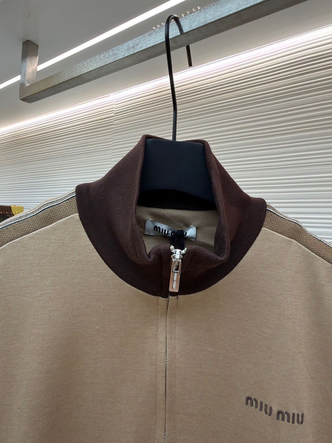 Miu Miu Jersey Zip-up Sweatshirt "Beige"