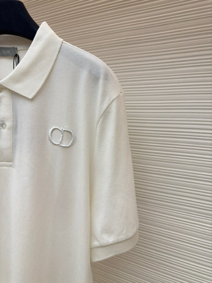 Dior CD Icon Polo Shirt "White Cotton Piqué"