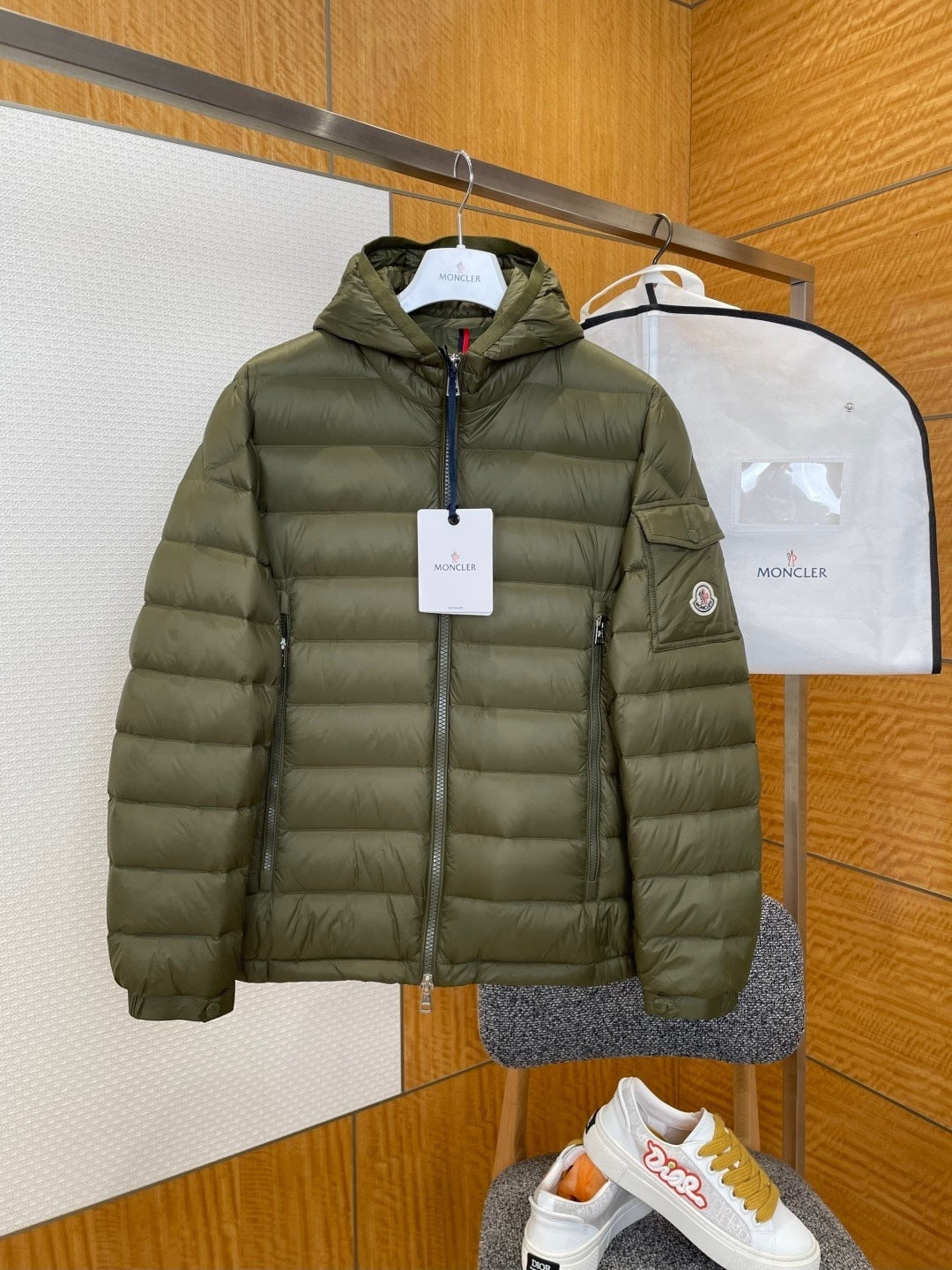 Moncler Galion Hooded Short Down Jacket "Olive Green"