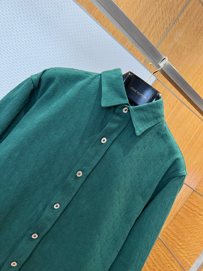 Dior Oblique Shirt "Deep Green Cotton Jacquard"