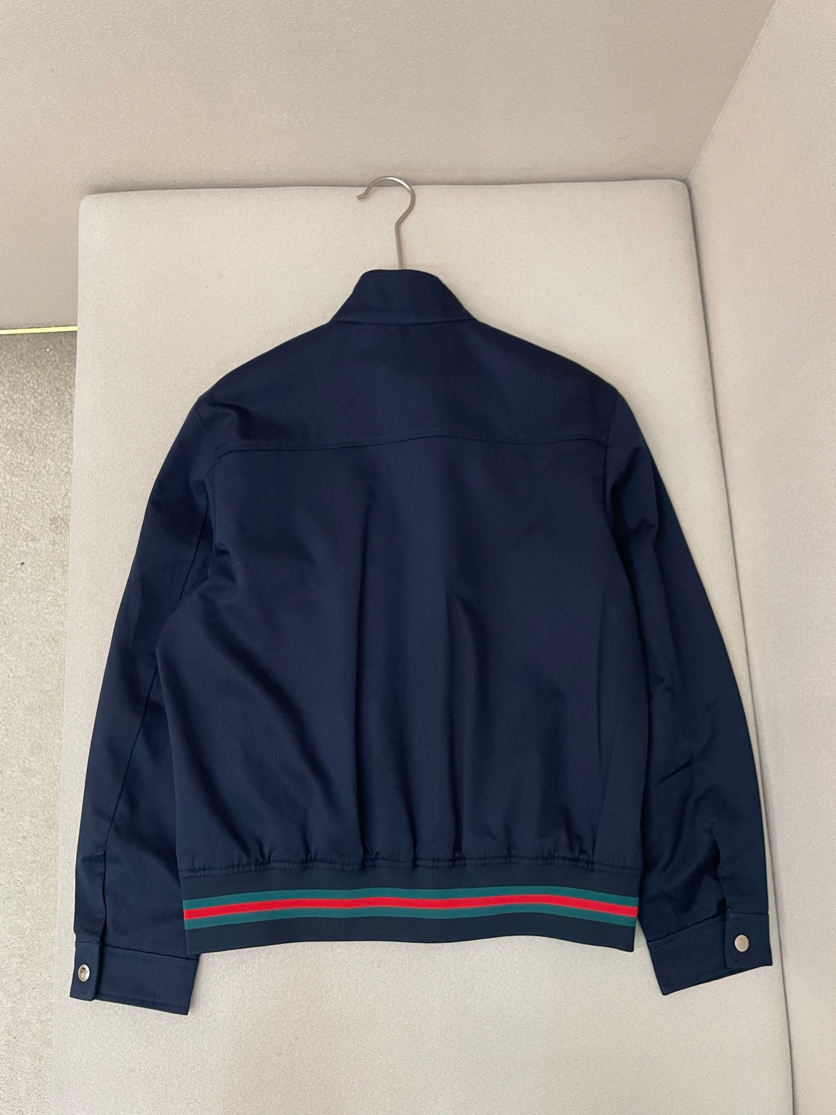 Gucci Cotton Twill Zip Jacket with Web "Dark Blue"