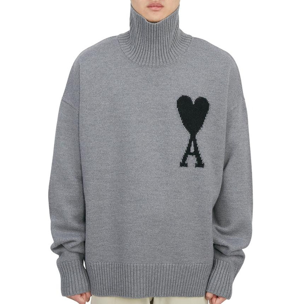 AMI Paris Ami De Coeur Turtleneck Sweater "Grey"