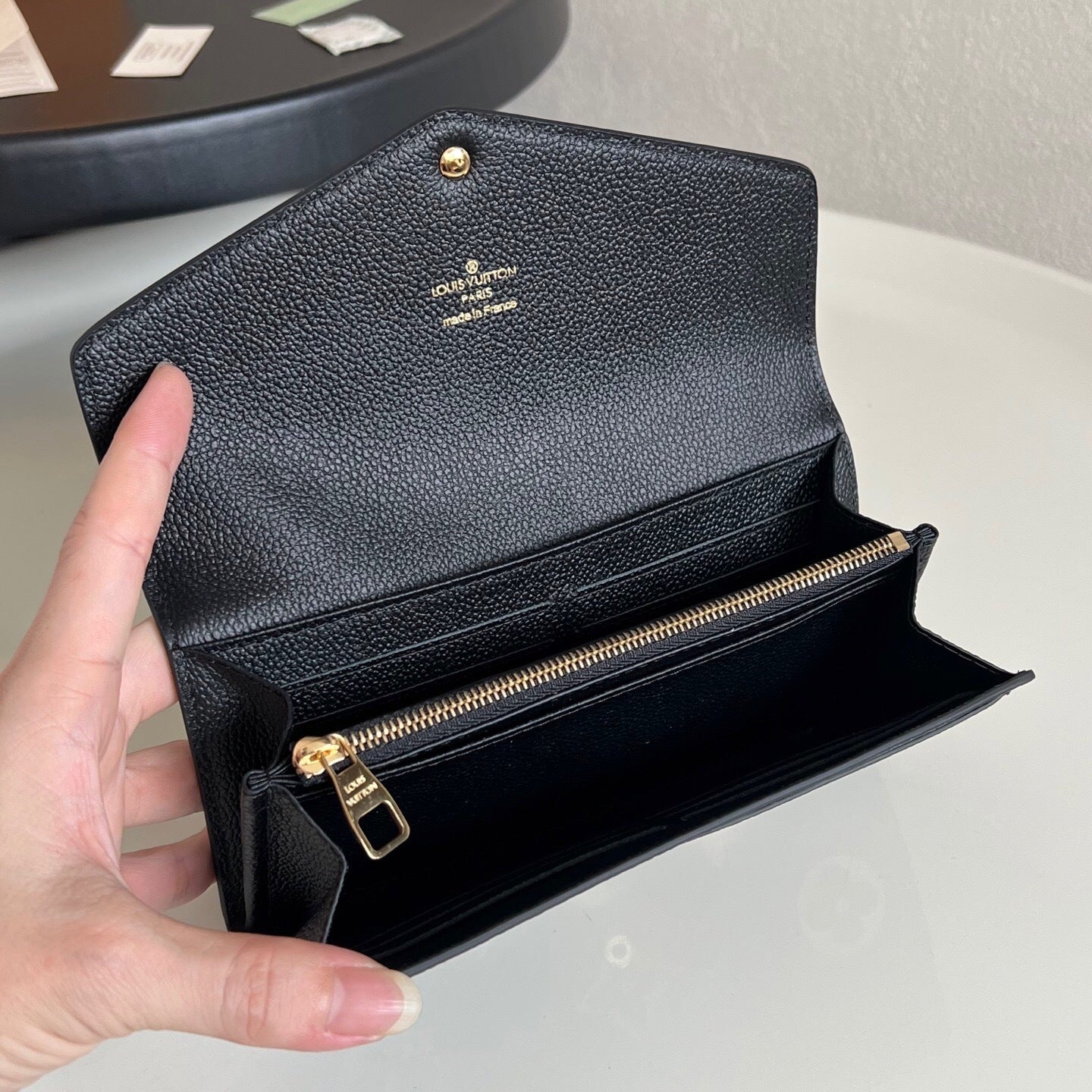 Louis Vuitton Sarah Wallet "Bicolour Monogram Empreinte Leather"
