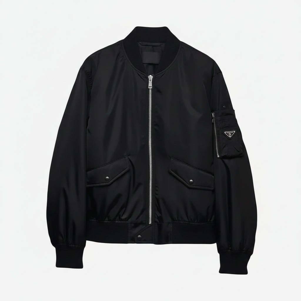 Prada Re-Nylon Shell Bomber Jacket "Black"