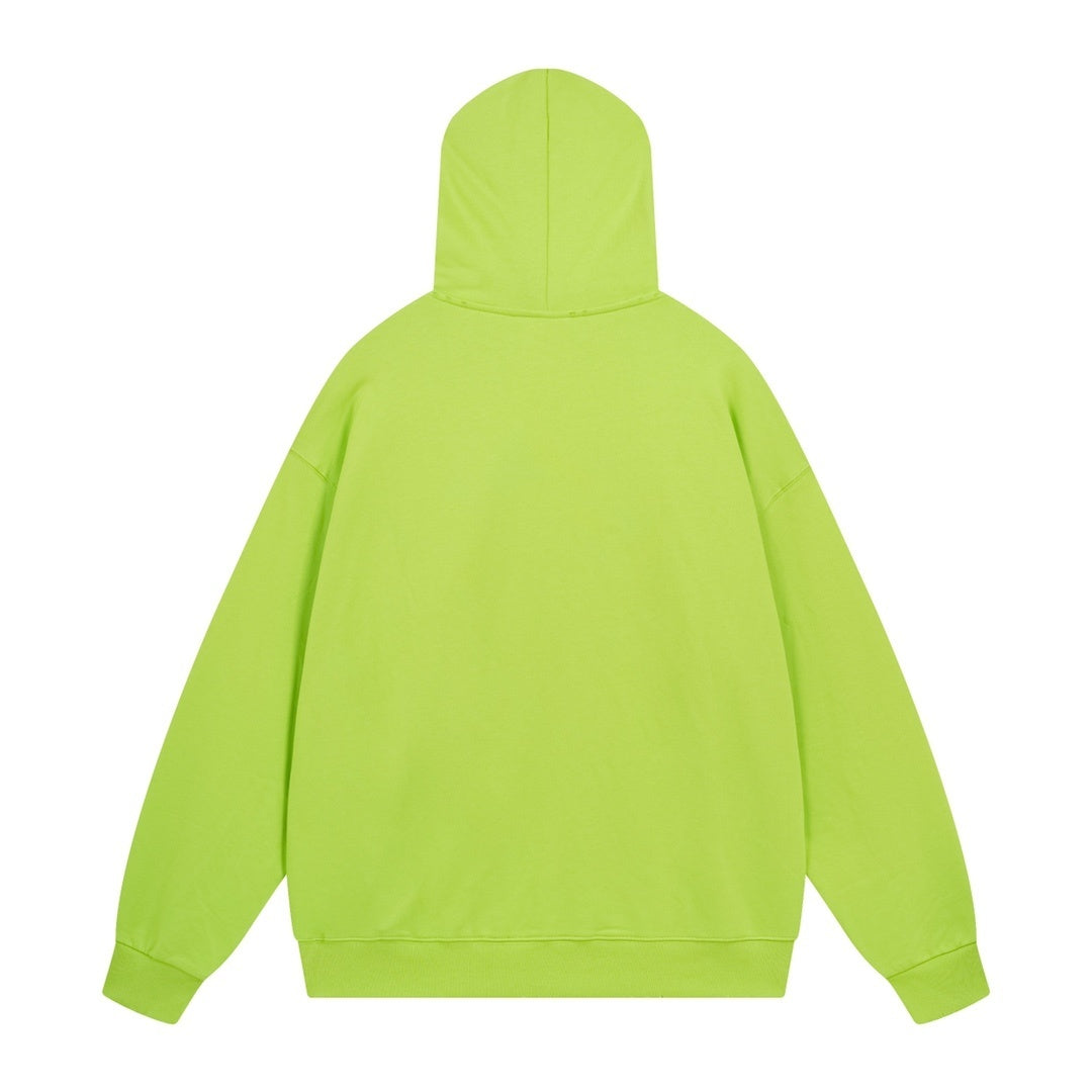 Balenciaga Distressed Caps Boxy Hoodie "Lime-White"
