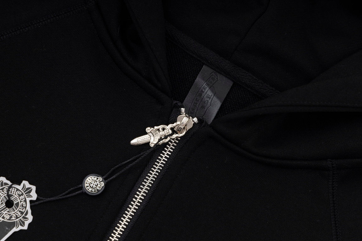 Chrome Hearts Zip-Up Hoodie "Black-White"
