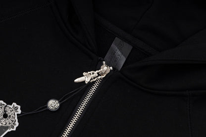 Chrome Hearts Zip-Up Hoodie "Black-White"