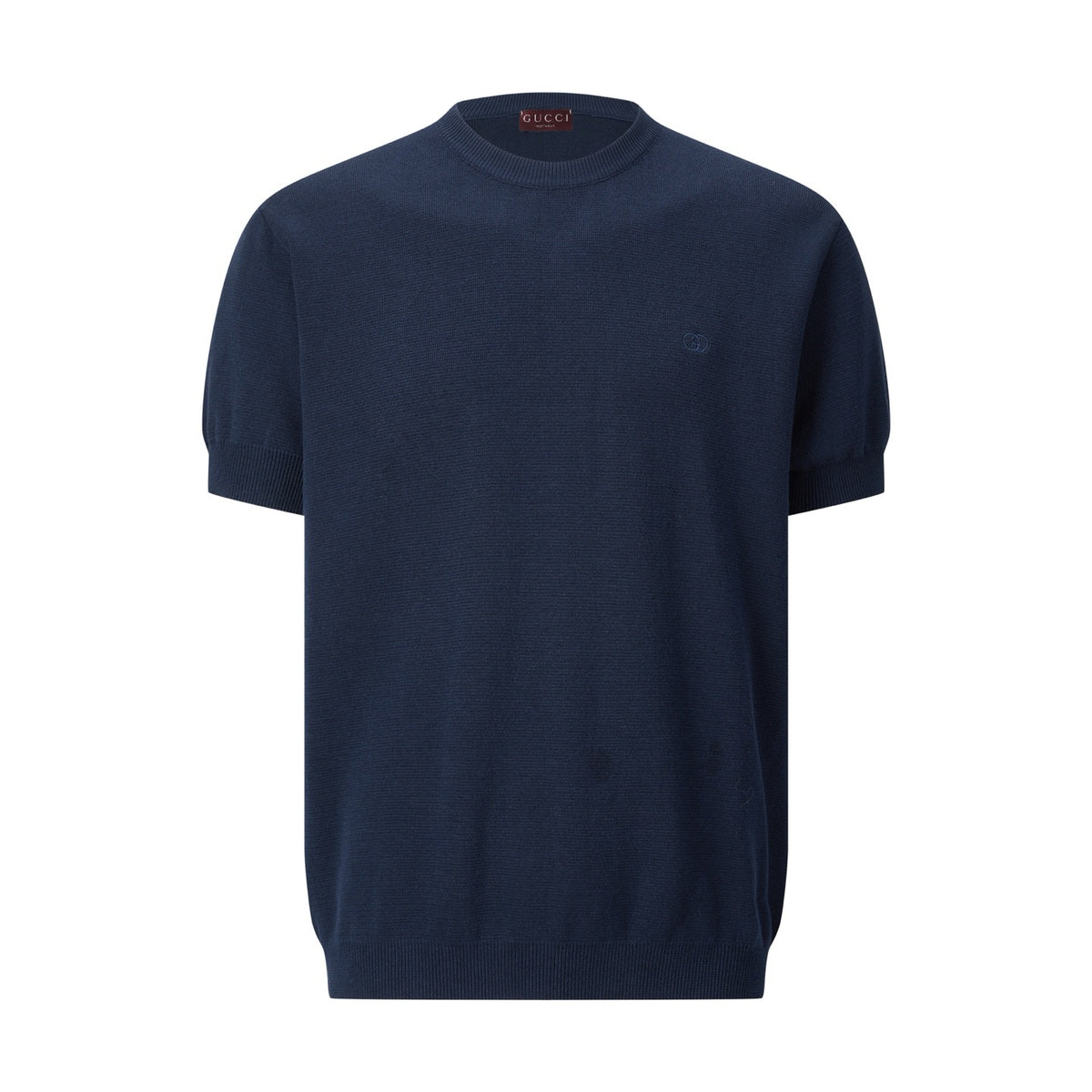 Gucci Knit Cotton T-shirt with Embroidery "Navy"