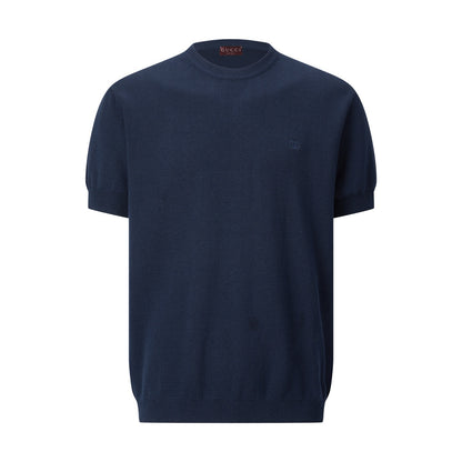 Gucci Knit Cotton T-shirt with Embroidery "Navy"