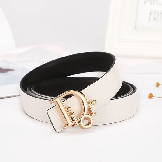Dior Leather Belt "White-Gold"