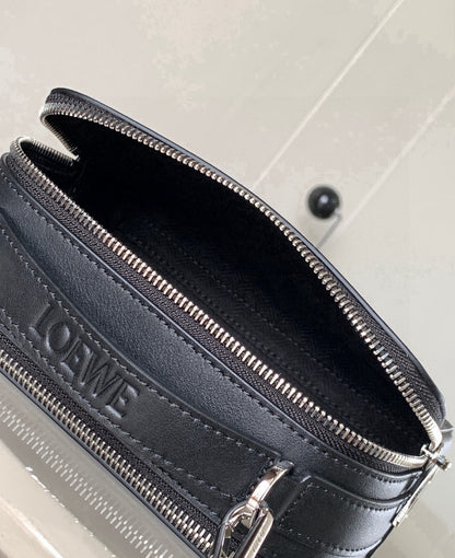 Loewe Mini Crossbody Camera Bag in Satin Calfskin "Black"