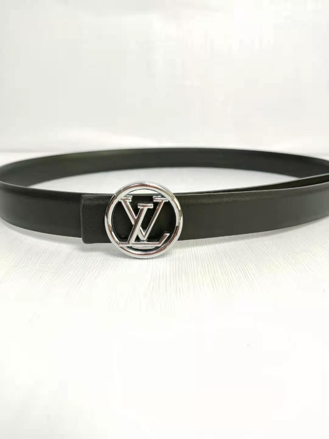 Louis Vuitton Leather Belt "Black-Silver"