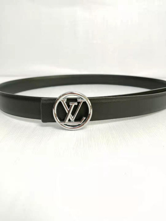 Louis Vuitton Leather Belt "Black-Silver"