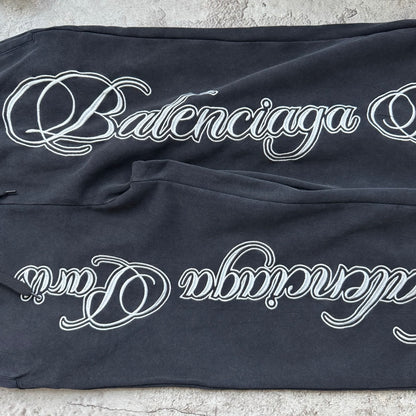 Balenciaga Cursive Baggy Trousers "Black-White"