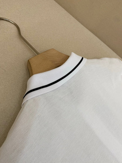 Dior Bee Embroidered Polo Shirt "White Cotton Mesh Fabric"