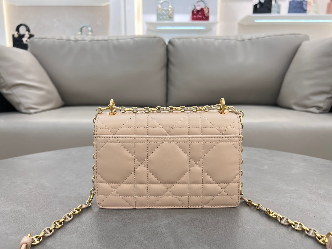 Dior Miss Caro Mini Bag "Powder Beige Macrocannage Lambskin"