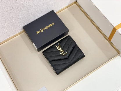Yves Saint Laurent Compact Flap Cassendre Wallet Gold