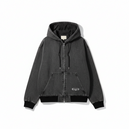 Dior CD Box Hooded Blouson Jacket "Gray Cotton Twill"