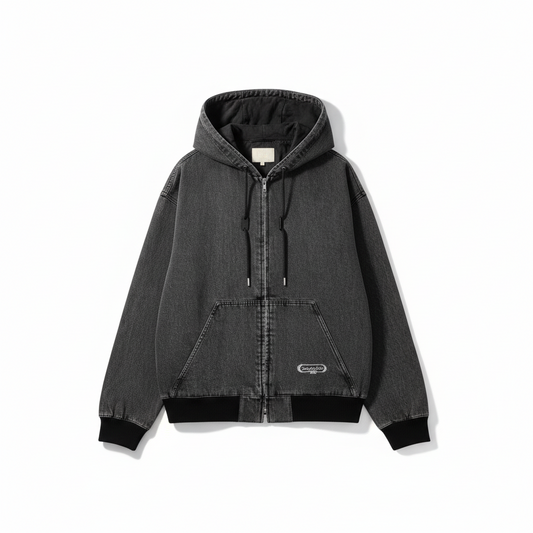 Dior CD Box Hooded Blouson Jacket "Gray Cotton Twill"