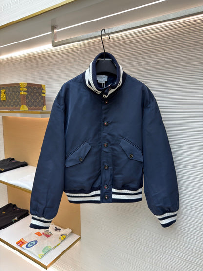 Thom Browne Button-up Tech Flight Jacket "Navy Blue"
