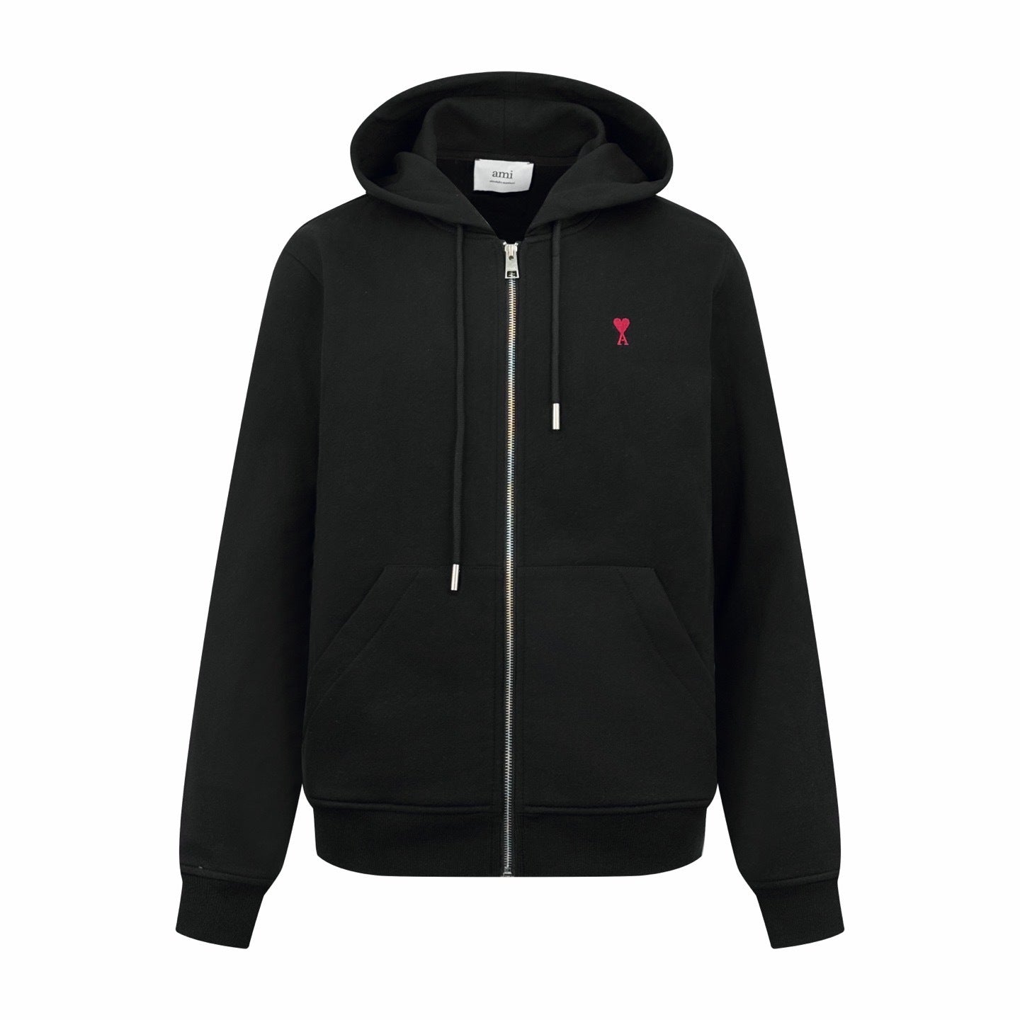Ami Paris Zip-Up Hoodie "Black"