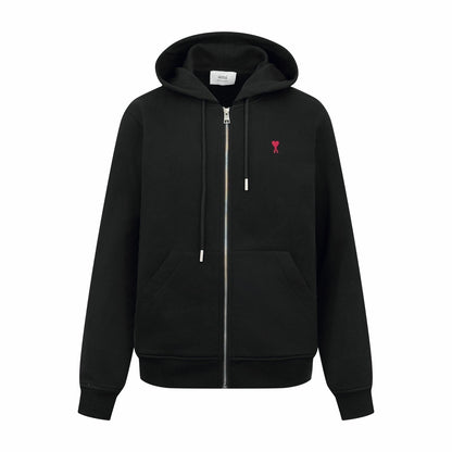 Ami Paris Zip-Up Hoodie "Black"