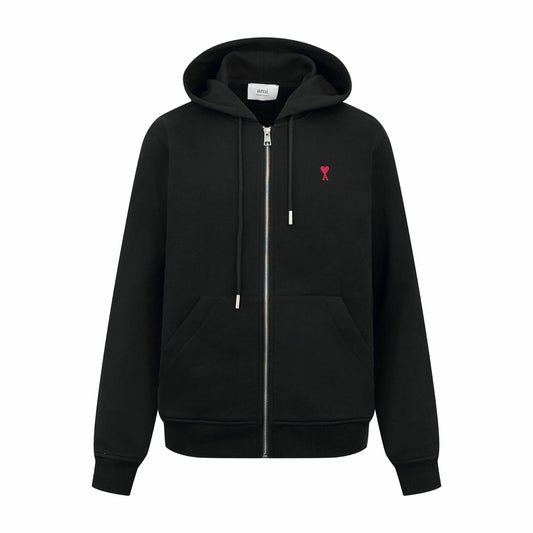 Ami Paris Zip-Up Hoodie "Black"