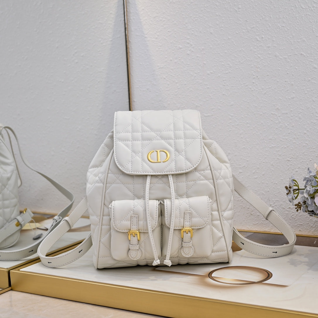 Dior Medium Dior Caro Backpack "Latte Macrocannage Lambskin"