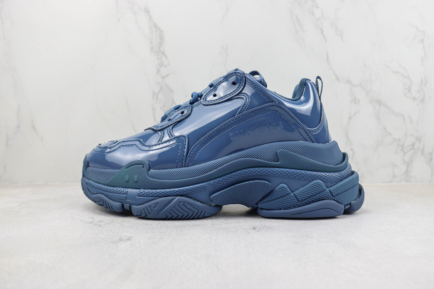 Balnciaga Triple S "Blue Leather Gloss"