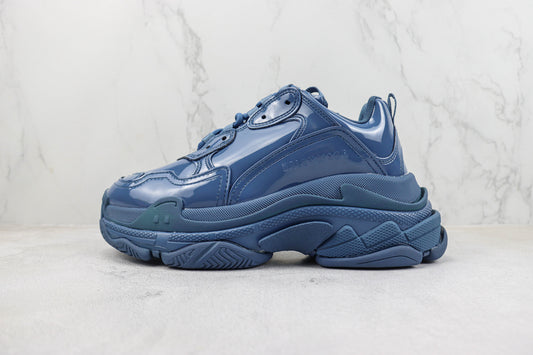 Balnciaga Triple S "Blue Leather Gloss"
