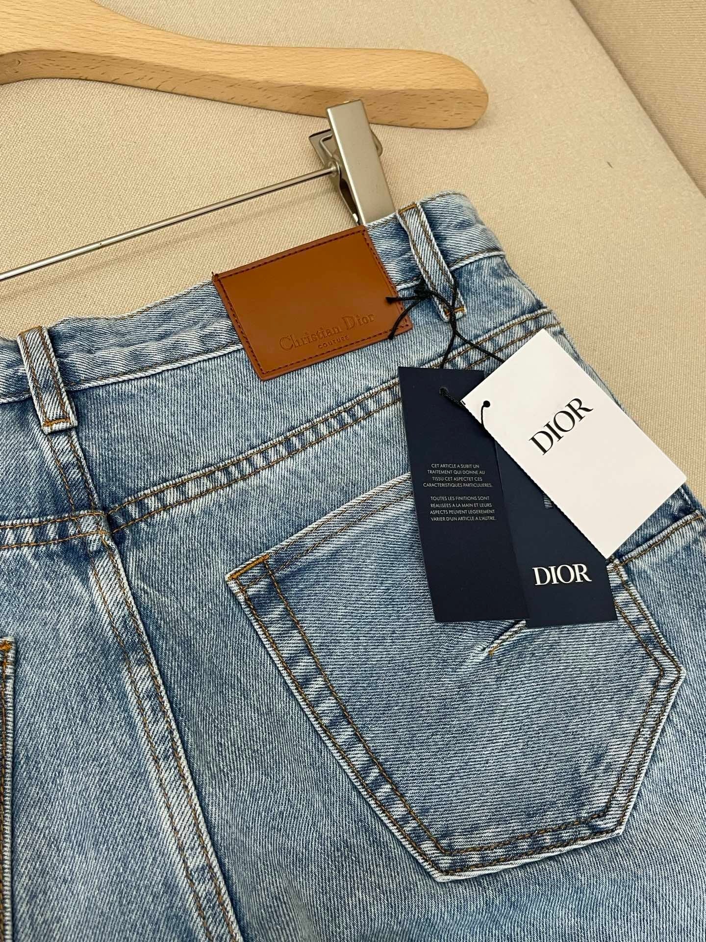 Dior Cannage Jeans Blue Cotton Denim