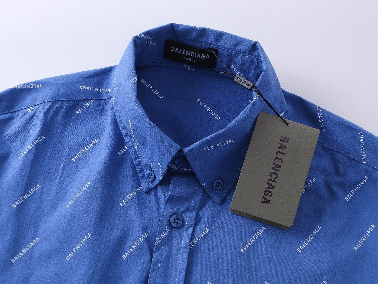 Balenciaga All Over Logo Shirt "Blue"