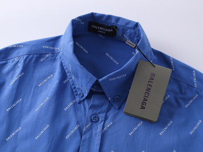 Balenciaga All Over Logo Shirt "Blue"