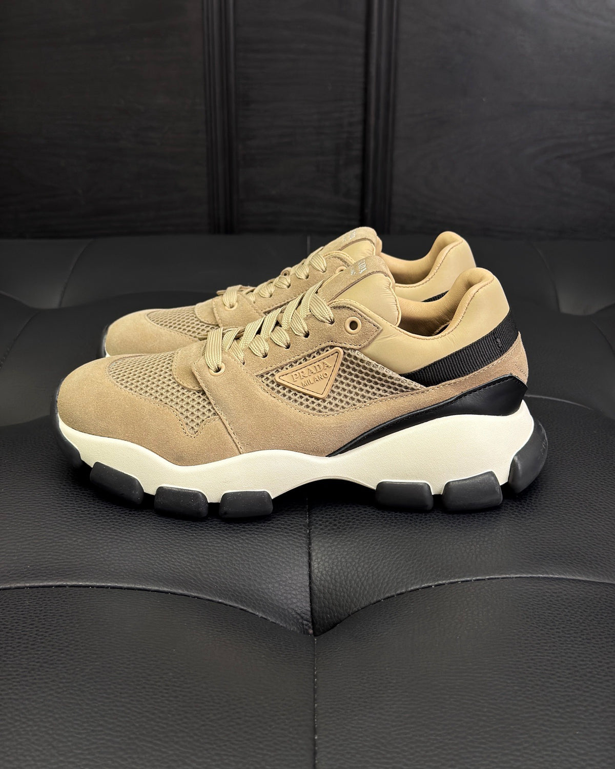 Prada Mesh Fabric and Suede Sneakers "Beige"