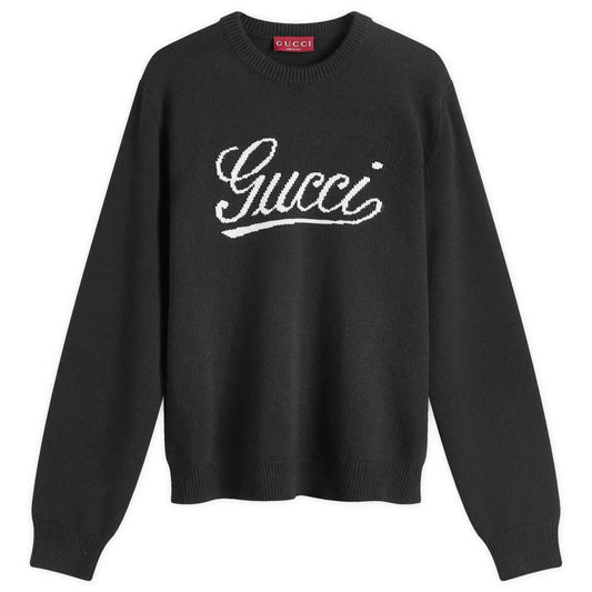 Gucci Knit Wool Sweater with Intarsia "Black"