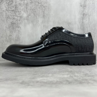 Dior Leather Derby Shoes "Black Motif"