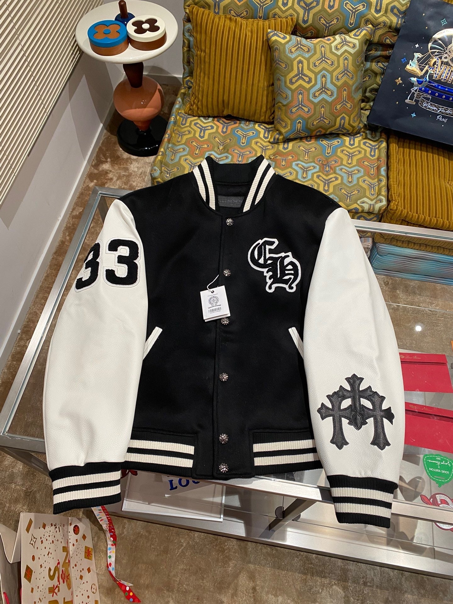 Chrome Hearts Timmy Varisity Leather Jacket "Black-White"